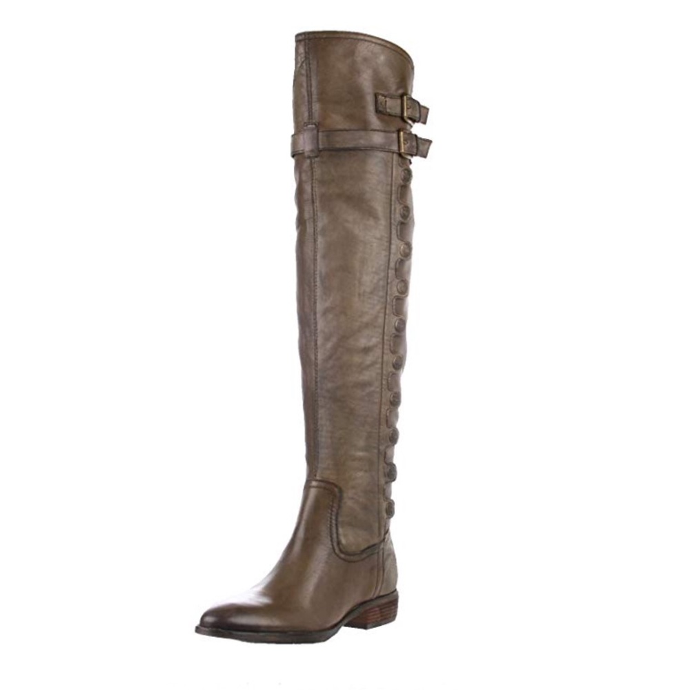 Sam Edelman Leather Over-Knee Pierce Boots - Olive